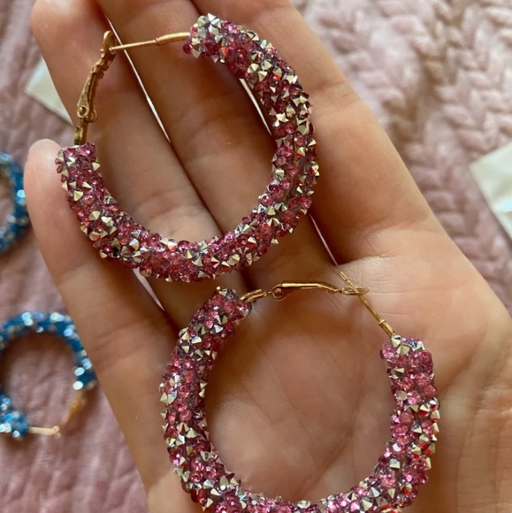 Circle Shiny Crystal Big fashion Earrings - Picture 1 of 7